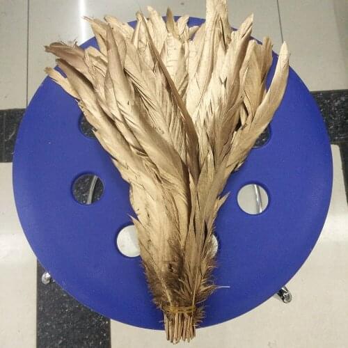 Wholesale 100pcs Single Golden yellow 14-16inch/35-40cm Rooster feather Cock Tail Feather Chicken feather Rooster tail feather
