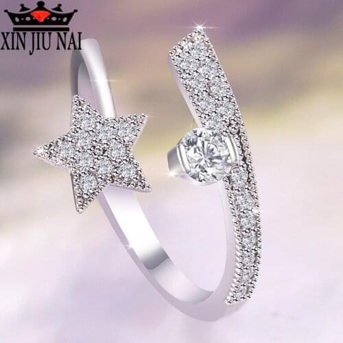 Originally created pentagonal sparkling star cube zirconia Princess woman ring leisure jewelry fashion gift opening adjustable