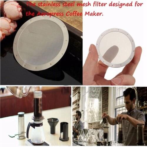 Silver Reusable Fine Metal Coffee Filter Stainless Steel Mesh For Aero Press Coffeemaker Kitchen AccessoriesReplacement Screens