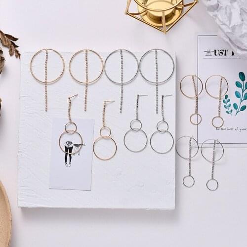 Geometric Inlaid Zircon Earrings for Women Aesthetic Earings Set Stud Earring Jewelry Accessories Kolczyki Pendientes