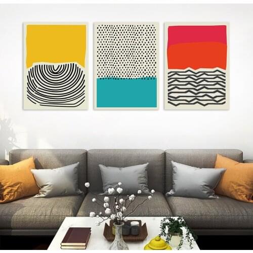 Nordic Modern Abstract Geometric Line Colorful Canvas Painting Wall Art Prints and Posters Cafe Room Decoration