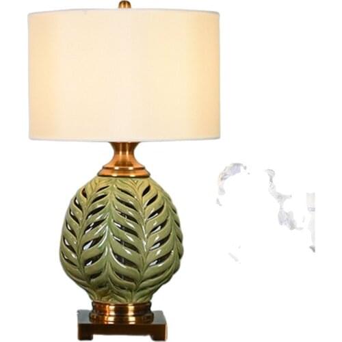 Modern American Art Style Green Ceramic Table Lamp For Bed Room Bedside Living Room Foyer Study Desk Reading Night Light LD153