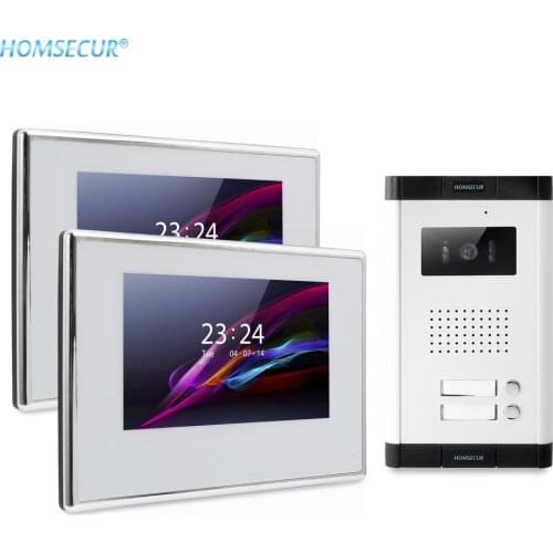 HOMSECUR 7inch Video Door Phone Intercom System+Motion Detection for 2/3/4 Families XC061-2/3/4+BM718-W