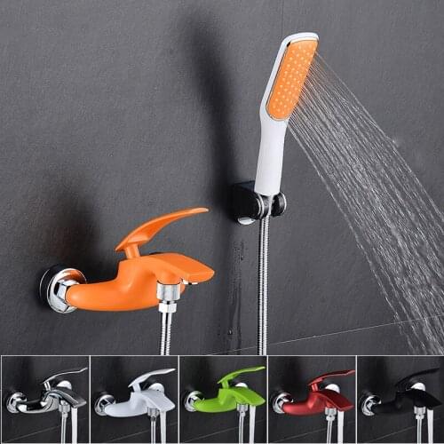 Vidric colorful bathtub shower faucets set chrome color painting brass single handle mixer tap wall mount bathroom torneira FRE