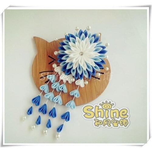 Hand made hairpin cotton cloth hair clip barrettes Japanese style anime Kimono cosplay accessories free shipping sakura orange