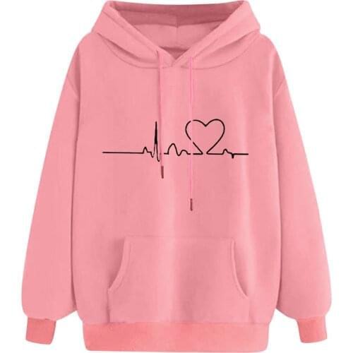 Harajuku Womens Sweatshirt And Hoody Ladies Love Heart Hood Casual Hoodies For Women Girls Толстовка Женская Moletom Feminino