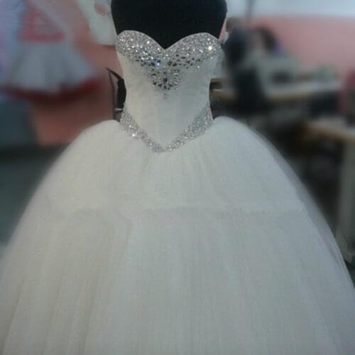 2019 Stunning Beading Robe De Mariage Lace Up Back Wedding Dress Bridal Gowns Wedding Gown