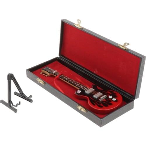 1/6 Miniature Electric Guitar House Mini Musical Instruments Music Room Red