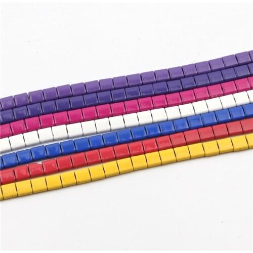 1 String of Loose Color 6x6mm Double Holes Natural Hematite Head Beads Jewelry Making Charm Necklace Bracelet Gasket Beads DIY