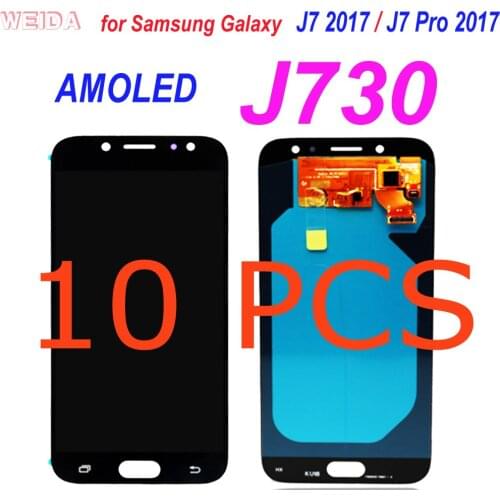 10 PCS AMOLED LCD for SAMSUNG Galaxy J7 Pro 2017 J730 Display Touch Screen Digitizer Assembly for SM-J730F J730FM/DS J730F/DS