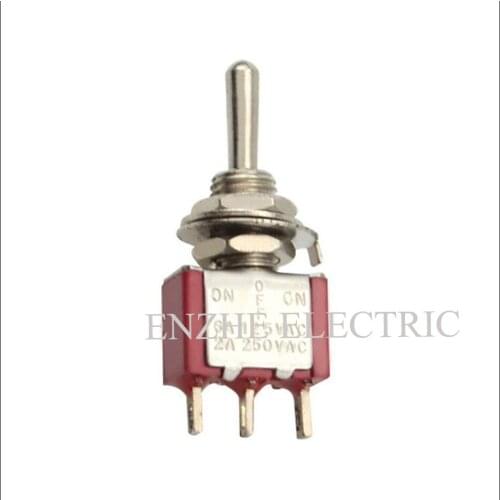 50PCS Toggle switch MTS-103 ON-OFF-ON Red mounting hole 6MM SPDT 3P 3 files 6A125VAC 2A250VAC MTS-113 ON-OFF-(ON) Single reset