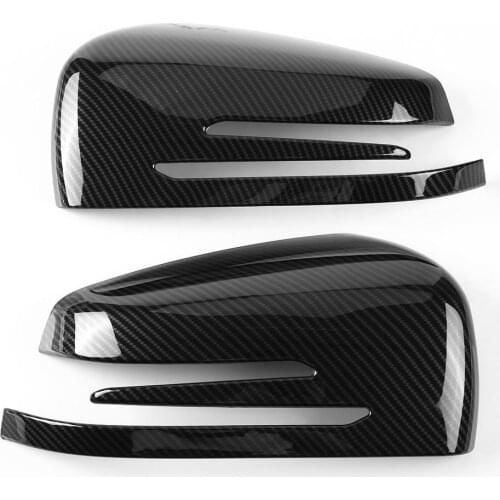 2pcs Carbon Fiber Side Rearview Mirror Cap Cover Trim for Mercedes Benz A B C E GLA Class W204 W212 ABS Plastic Car Accessories