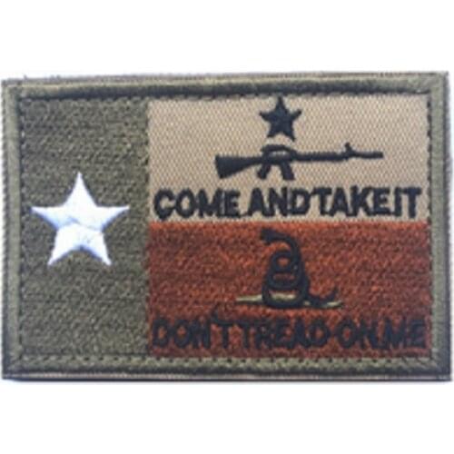 3D Embroidered Loops And Hook USA Texas Flag Patches Come And Take it + DONT TREAD ON ME patches