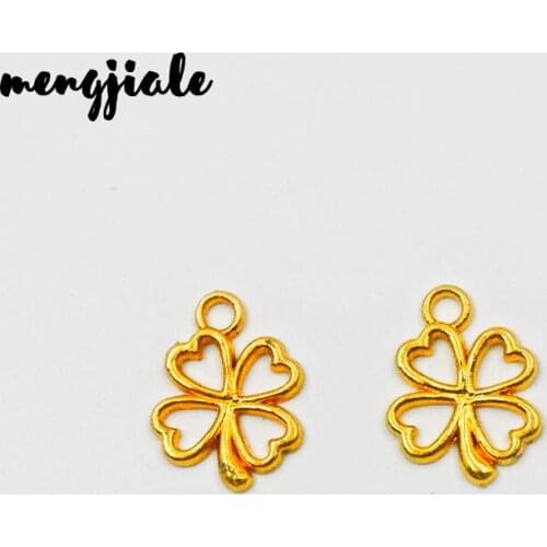 40pcs/lot Gold Color Zinc Alloy Lucky Flower Charms Diy Jewelry Findings Accessories Wholesale 17x12mm