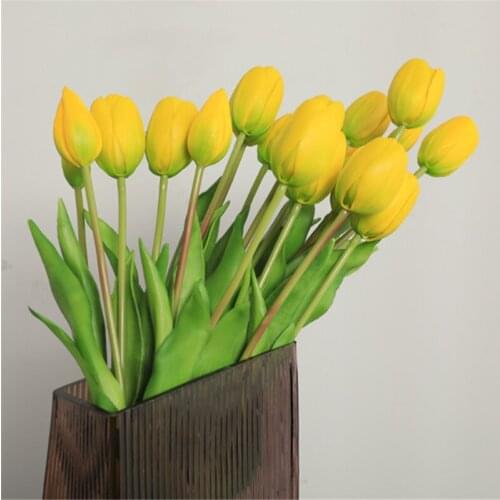 5Pcs Tulip Artificial Flower Bouquets Real Touch Wedding Home Decor Fake Flower Photography Props Decoration Suppliers