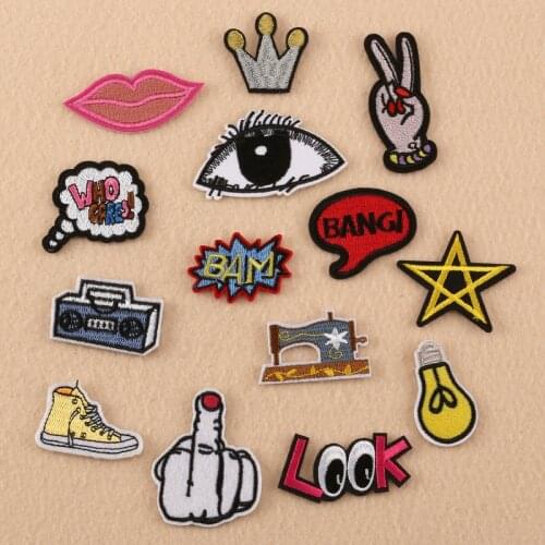 50pcs/Lot Embroidery Patches Letters Clothing Decoration Accessories Recorder Sewing Machine Diy Iron Heat Transfer Applique