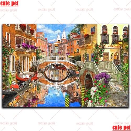 DIY Diamond Painting Venice Bridge Cross Stitch Diamond Embroidery 5D Diamond Decoration Full Square round Drill Handmade decor