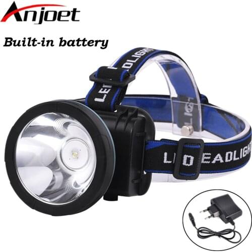Anjoet 3000 Lumens LED Headlamp Rechargeable Head Lamp Light Torch Flashlight Waterproof Fishing Headlight+Battery+charger