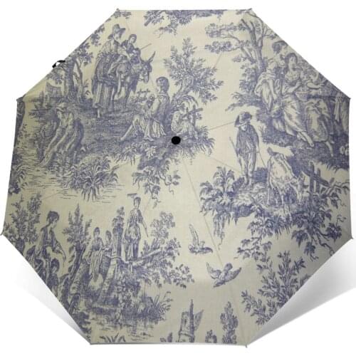Automatic Umbrella Nautical Toile three-fold umbrella women men rain umbrella