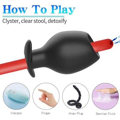 BDSM Huge Anal Plug Tunnel Hollow Butt Plug Silicone Buttplug Men Expanding Anus Cleaning Sex Toys For Women Man Big Anal Beads