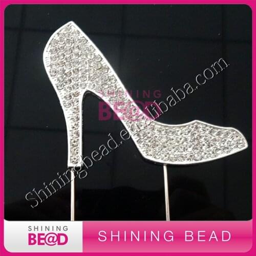 Free Shipping! 30pcs,high-heeled shoes rhinestone cake topper,wedding crystal cake topper