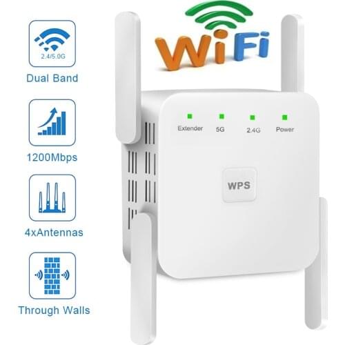 WiFi Repeater Wireless Wifi Extender 2.4G 5G Wireless WiFi Booster 300Mbps 1200Mpbs 5ghz WiFi Signal Long Range Wi-Fi Amplifier