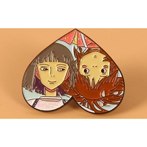 Chihiro and Haku Spiriteds Away Brooch Pins Enamel Metal Badges Lapel Pin Brooches Jackets Jeans Fashion Jewelry Accessories