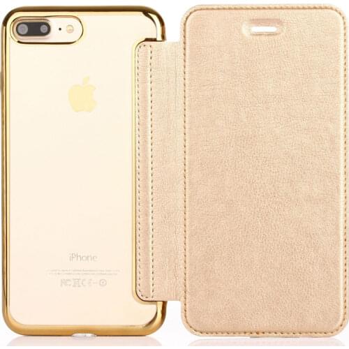 Flip Leather Case for iPhone 12 11 Pro Max Mini SE XR X XS 6s 7 8 Plus Lurxury Plating Wallet Card Solt Case Holder Shell Cover