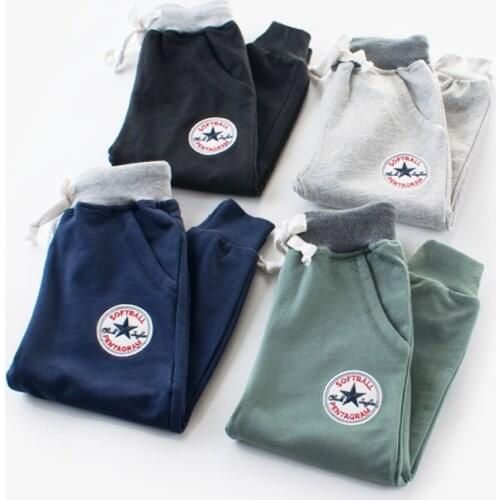 Spring&Autumn Childrens Pants Boys Long Sport Pants 100% Cotton Pure Color Thin Trousers Casual Sweatpants For Boys 2-8Years