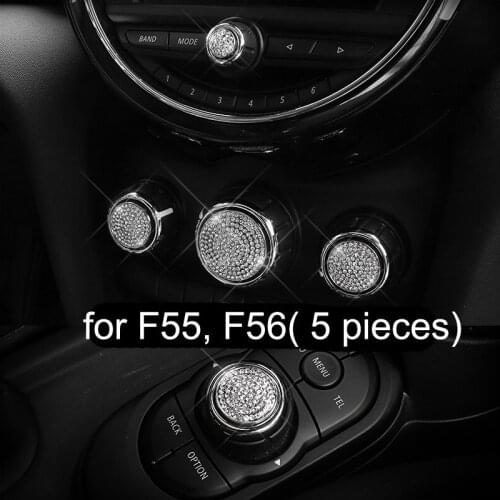 For Mini Cooper F55 F56 Car Styling Accessories Center Console Alloy Cystal Multimedia Knob Sticker