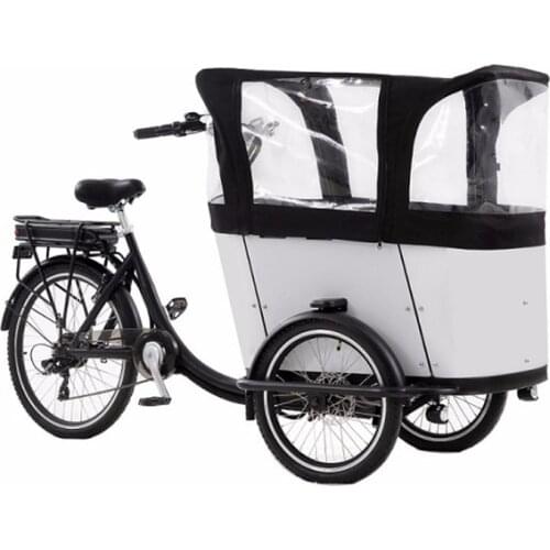 250W Motor Curved Wood Box Family cargo bike Adult Electric or Pedal 3 Wheels Tricycle