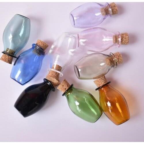 Hot Sale!2Pcs 1:12 Dollhouse Miniature Glass Color Bottles Cork Bottles Tiny Jar Model For Dollhouse Decoration