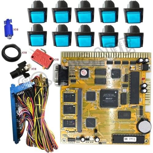 Casino Slot Multigame Mega 7X Arcade Parts 7 in 1 Game Board 36+10P Wires 33mm LED Push Button for Gambling Machine Diy Kit