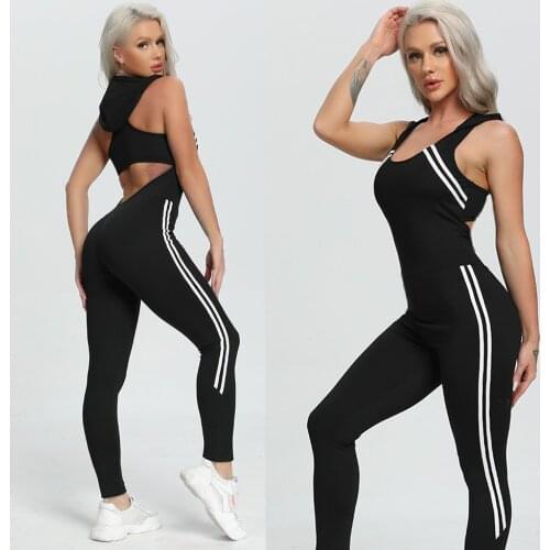 Yoga Set Sexy Sleeveless Tracksuit Fitness Women Jumpsuit One Piece Sports Clothing Backless Workout Sportswear Gym Leggings