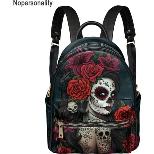 Nopersonality Fashion Women Backpack Gothic Girls High Quality Female Soft PU Leather Casual Bag for Teen Girls Shoulder Bags