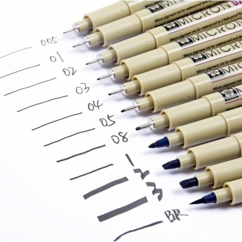 Sakura 4-13 Different Size Pigma Micron Needle Pen XSDK Black Marker Brush Pen Liner Pen for Sketch Drawing Design Manga Comic