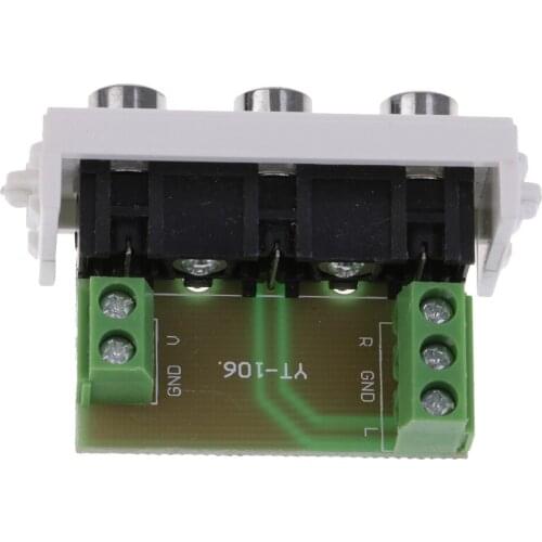 Solderless Type RCA Wall Socket Module 3 Ports Female Wallplate with Frame