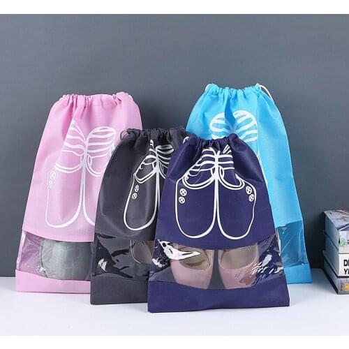 New Non-woven Foldable Portable Beam Drawstring Shoe Storage Bag Thick Travel Pouch Travel Sundries Pouch Dust-proof