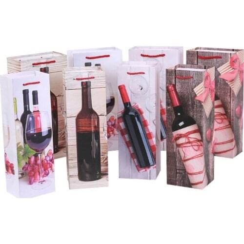 10pcs/lot Celebration Supplies Bow General Size Red Wine With Handles Creative DIY Multifunction Decoration Paper Gift Bag