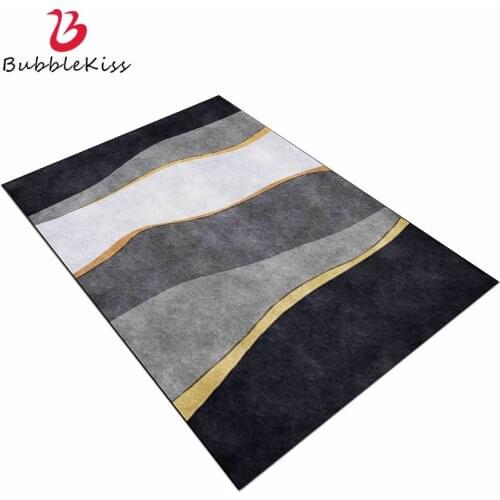 Bubble Kiss Luxury Modern Carpet For Bedroom Gray Black Gold Wavy Stripes Rugs For Living Room Bedroom Decor Carpet Area Rug