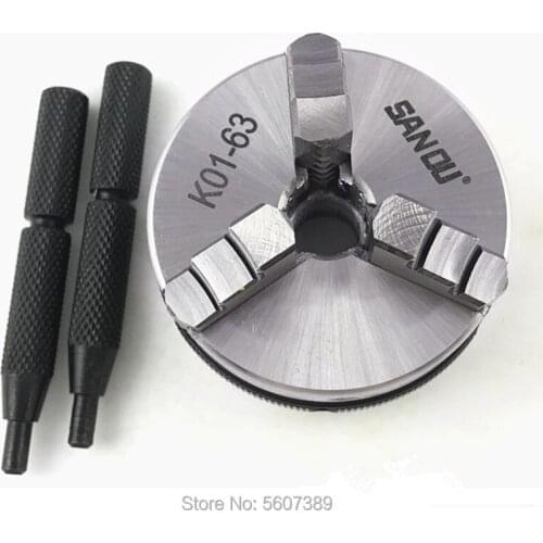 Sanou Chuck K01-63 Thread Mount for CNC Precision Instrument 63mm 2.5" LATHE Chuck three Jaw Manual mini Self-Centering