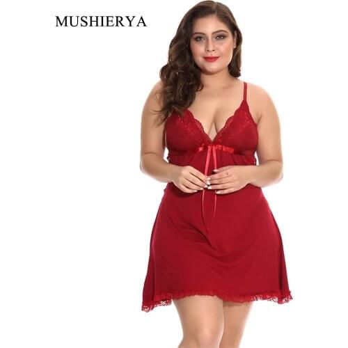 MUSHIERYA Sexy Lingerie Night Dress Babydoll Women Hot Sexy Nightwear Chemises Female Dress Plus Size Porno Lenceria Intimates