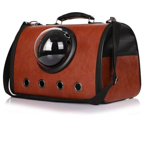 Pet Bag Outdoor Portable Pet Breathable Shoulder Bag Handbag Space PU Cats Dogs Backpack Folding Travel Shoulder Bag Cats Dogs