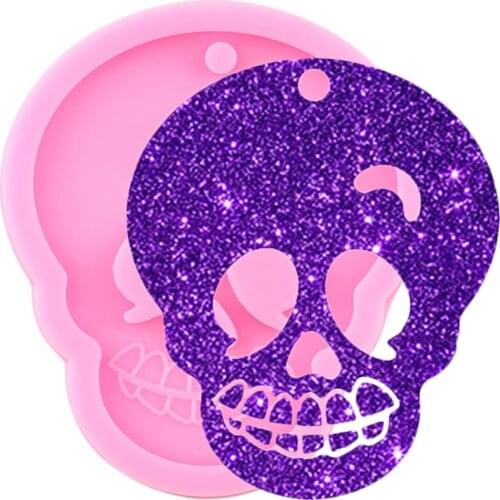 Super Glossy Halloween Skull Head Silicone Keychain Mold Epoxy Resin Craft Keychains Molds Necklace Charms Making Jewelry ​Mould