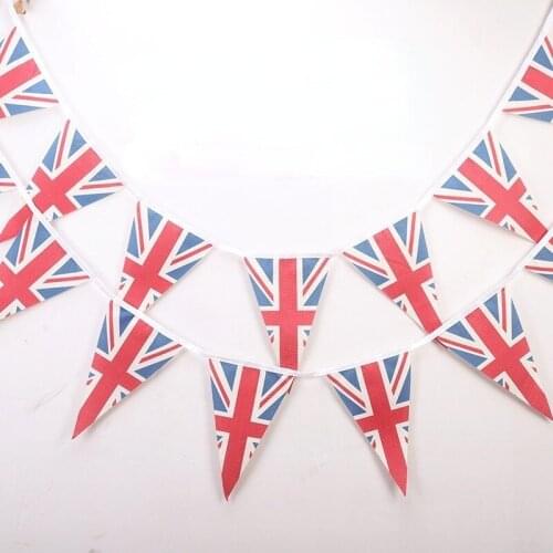 BritishTriangle Flags Jute Linen Pennant Festival Bunting Banners Christmas Hanging Banner Bar Party Garland for Home Decoration