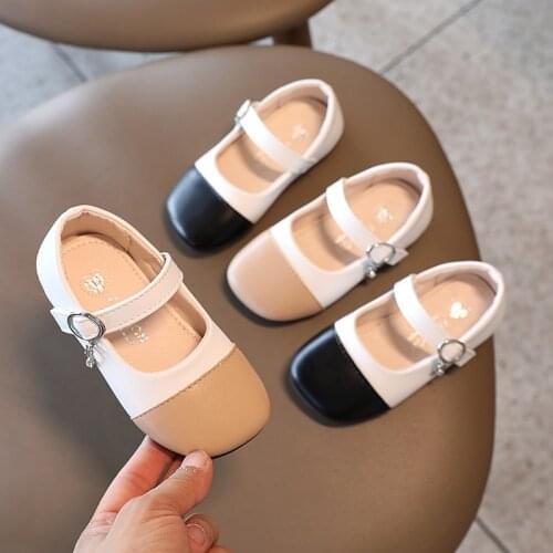 Girls Black Patchwork Leather Shoes Kids Princess Shoes Girls Toddlers Fashion Leather Dress Shoes Toddler Shoes Girl Loafers NN