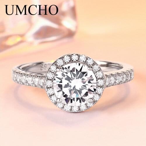 UMCHO 925 Silver Jewelry Luxury Rings for Women Wedding Engagement Jewelry Romantic Clear Cubic Zircon Elegant Ring