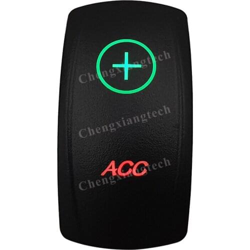 Laser- ACC- Car Boat 5 Pins Green & Red Led On Off Rocker Switch Waterproof, Overload Protection, SPST, Truck Marine Caravan