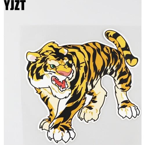 YJZT 14.6CM*15CM Interesting Prairie Fierce Tiger PVC Car Sticker Decal 12A-0170