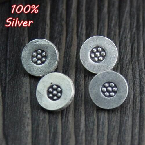 925 Sterling Silver Color Jewelry Findings Accessories Button For Necklace Bracelet Round Buckle Vintage Silver Metal Fittings